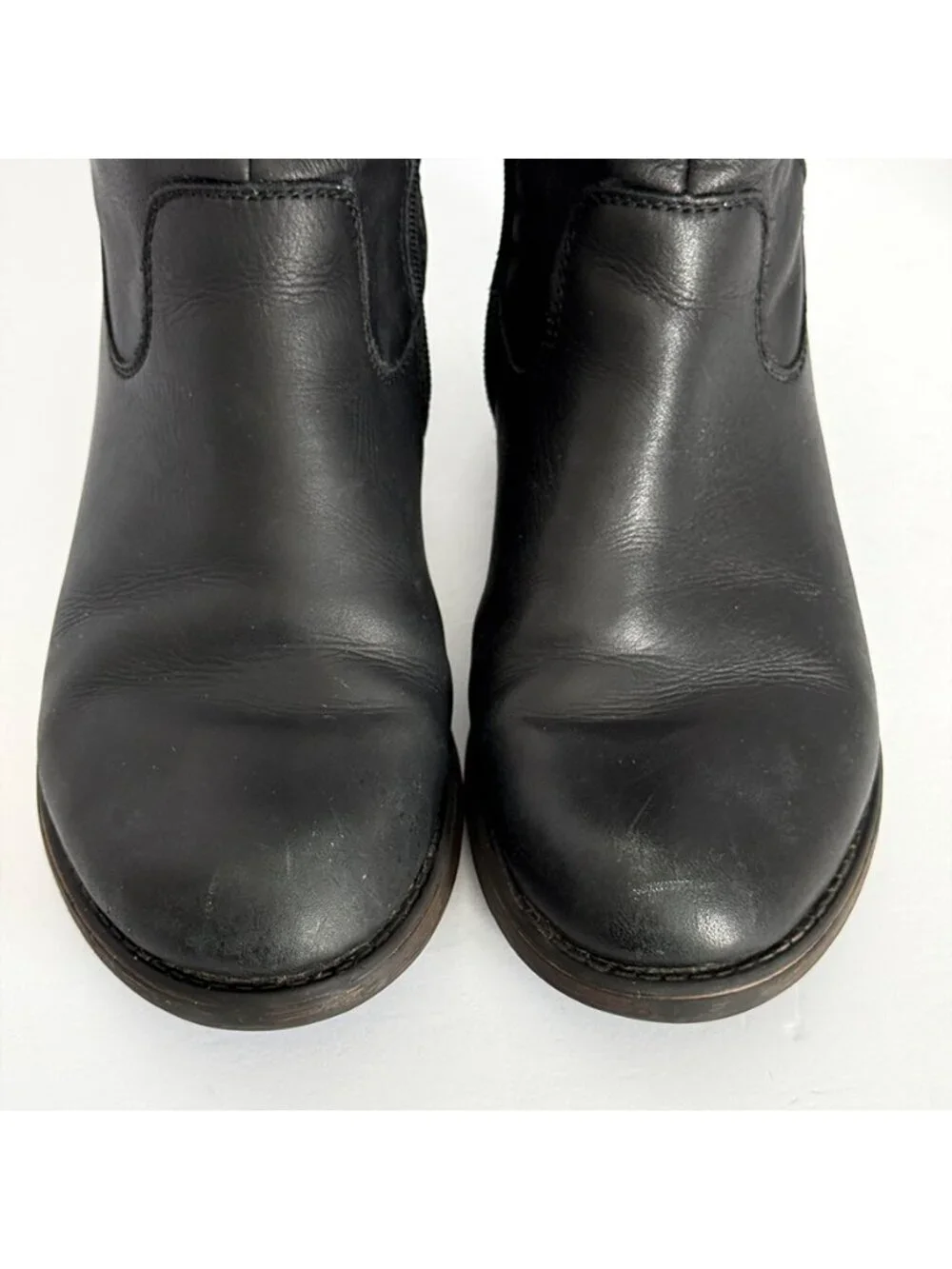 Rieker Women’s Black Leather Knee-High Riding Boots Stretch-Fit Size 8.5